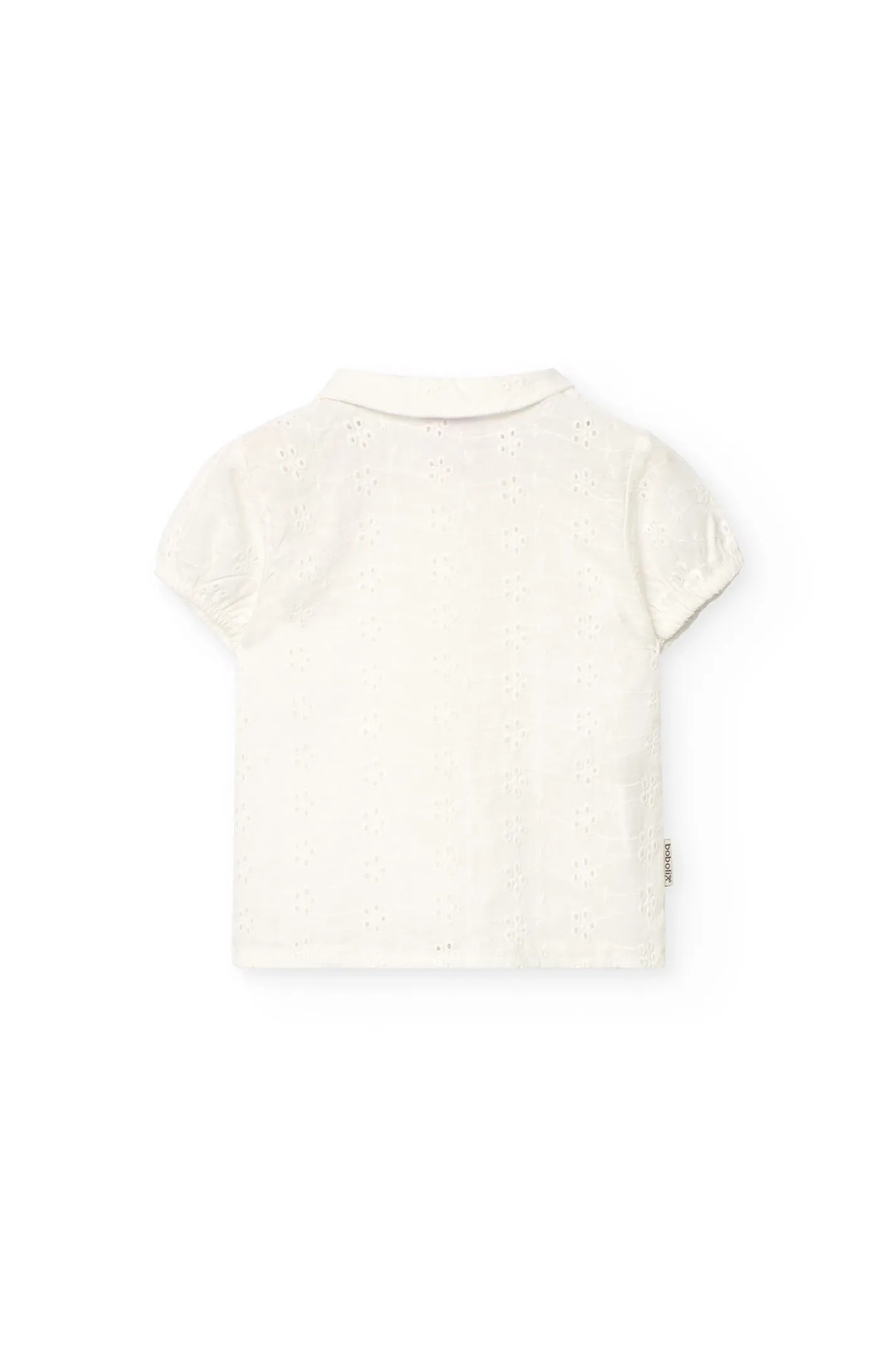 Camicia in popeline per bambina in colore bianco con ricamo