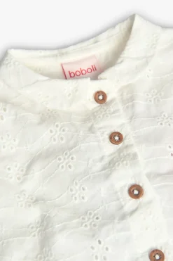 Camicia in popeline per bambina in colore bianco con ricamo