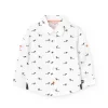 Camicia in popeline per neonato con stampa in colore bianco