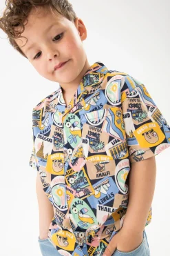 Camicia in popeline per neonata con stampa