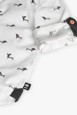 Camicia in popeline per neonato con stampa in colore bianco