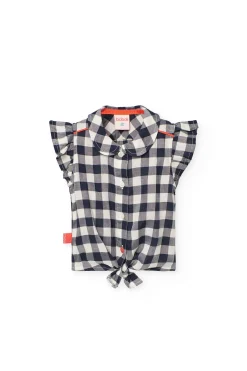 Camicia in viscosa per bambina con design a quadri