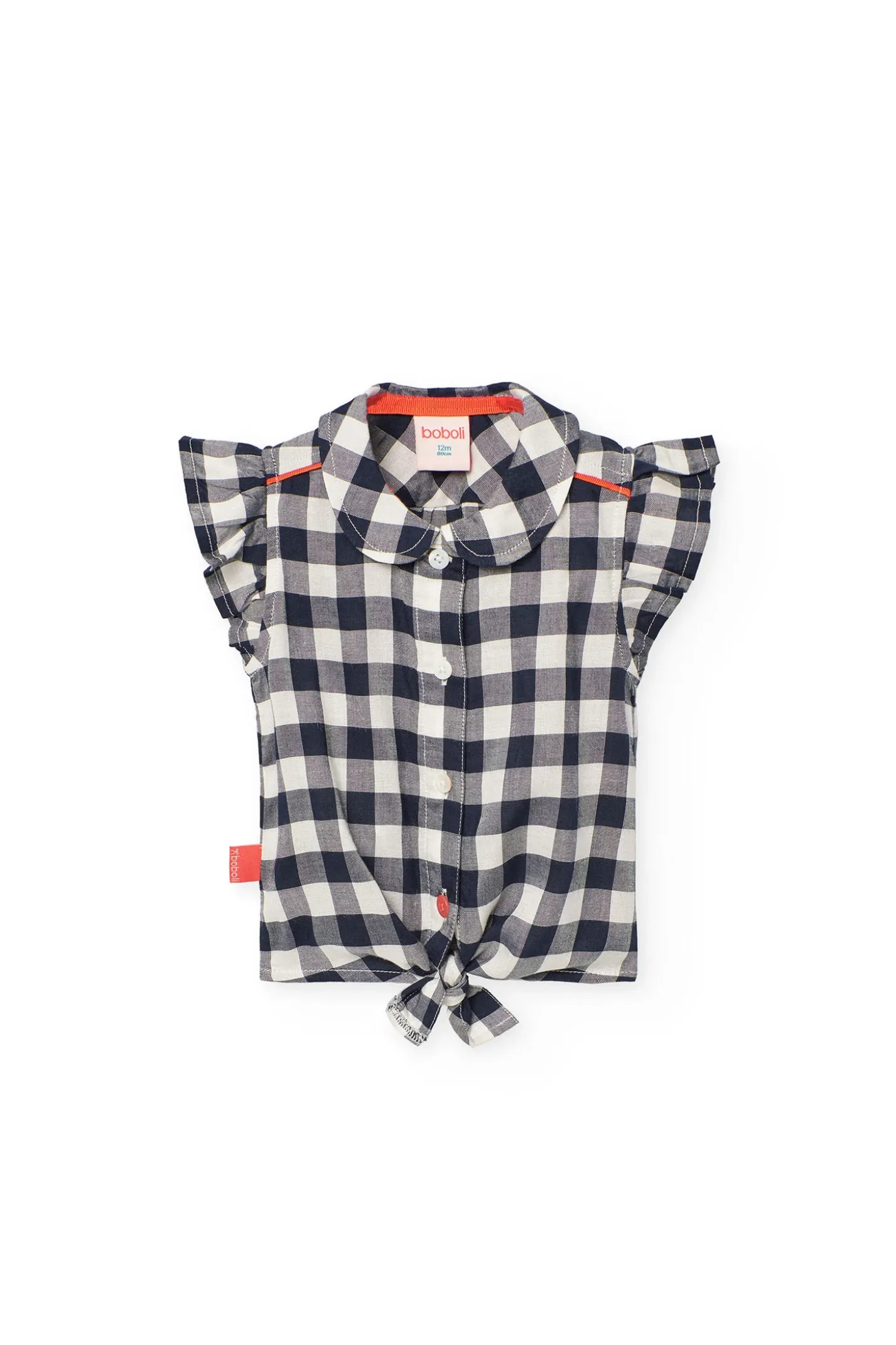 Camicia in viscosa per bambina con design a quadri