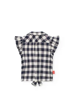 Camicia in viscosa per bambina con design a quadri