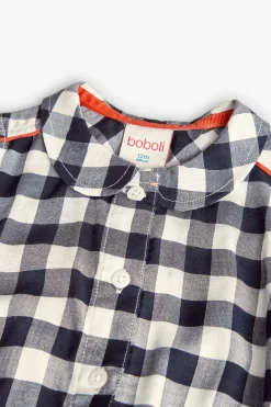 Camicia in viscosa per bambina con design a quadri