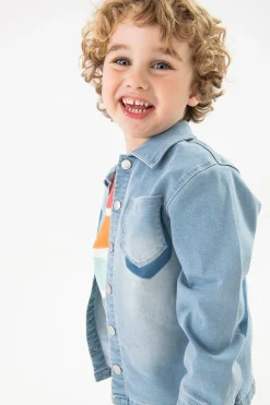 Camicione in denim a maglia per neonato in colore BLEACH