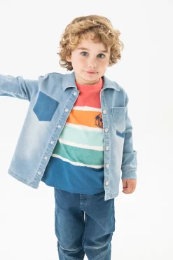 Camicione in denim a maglia per neonato in colore BLEACH