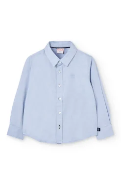 Camisa oxford para niño de manga larga en azul celeste
