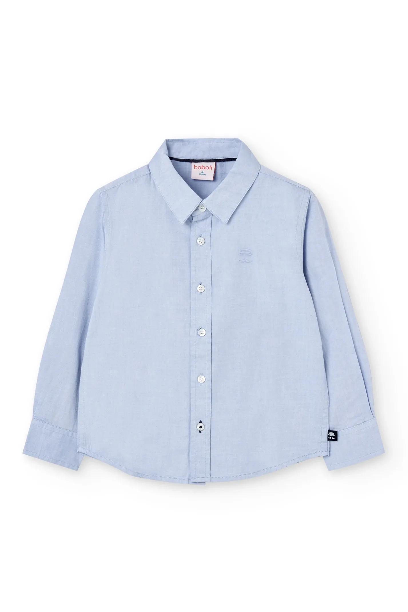 Camisa oxford para niño de manga larga en azul celeste