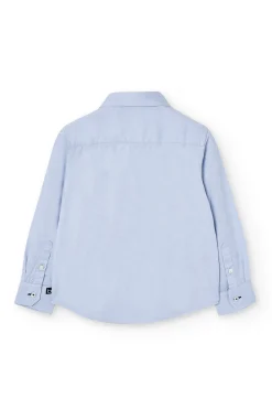 Camisa oxford para niño de manga larga en azul celeste