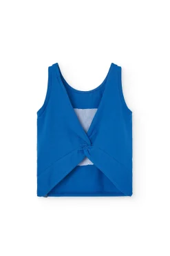 Canotta a maglia per bambina in blu