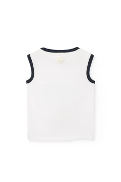 Canottiera a maglia per bambina in colore bianco