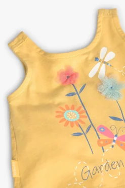 Canottiera a maglia per neonata in giallo