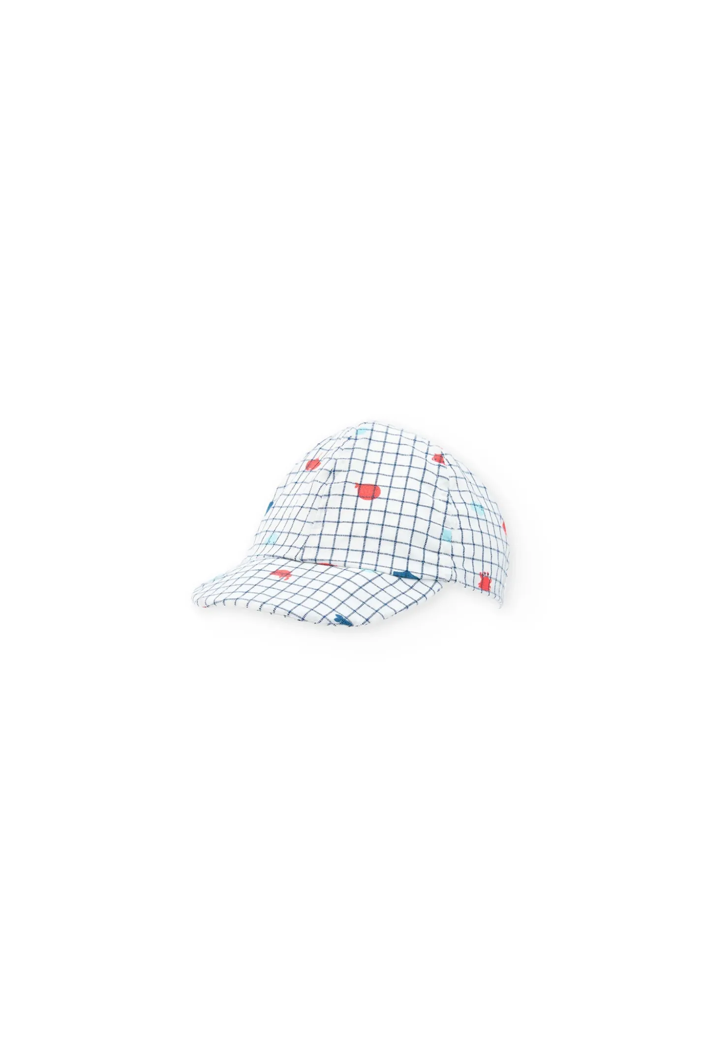 Cappellino di popeline per bambino con stampa a quadri