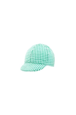 Cappellino in popeline per bebè a quadri verdi