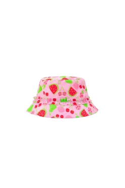 Cappello di maglia per neonata con stampa in colore rosa