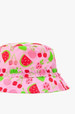 Cappello di maglia per neonata con stampa in colore rosa