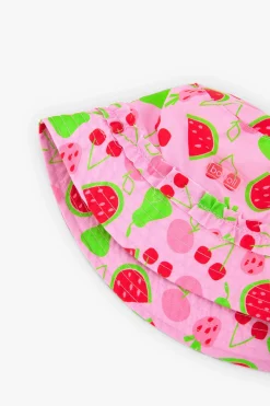 Cappello di maglia per neonata con stampa in colore rosa
