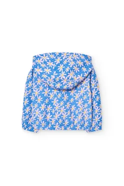 Cardigan per bambina con stampa floreale in colore blu.