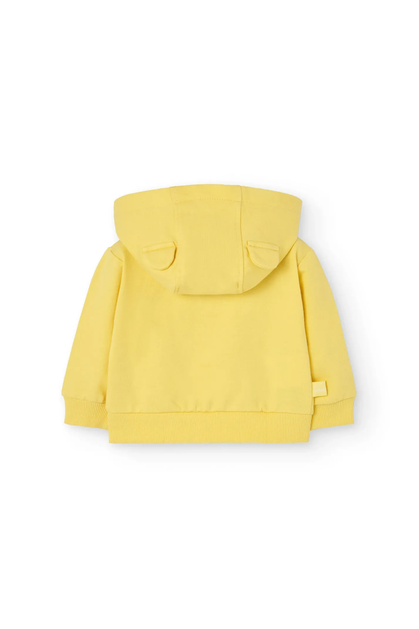 Cardigan per neonato di colore giallo.