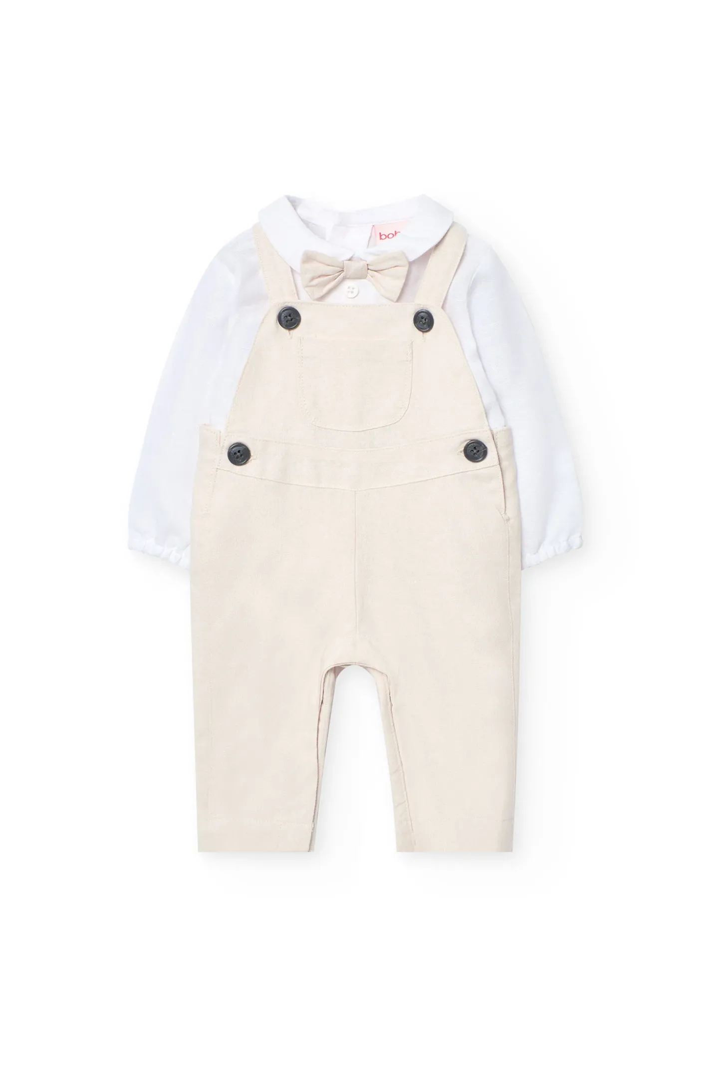 Completino in lino a maglia per bambino colore beige