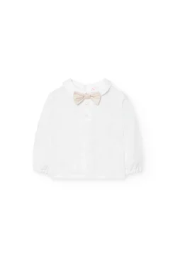 Completino in lino a maglia per bambino colore beige
