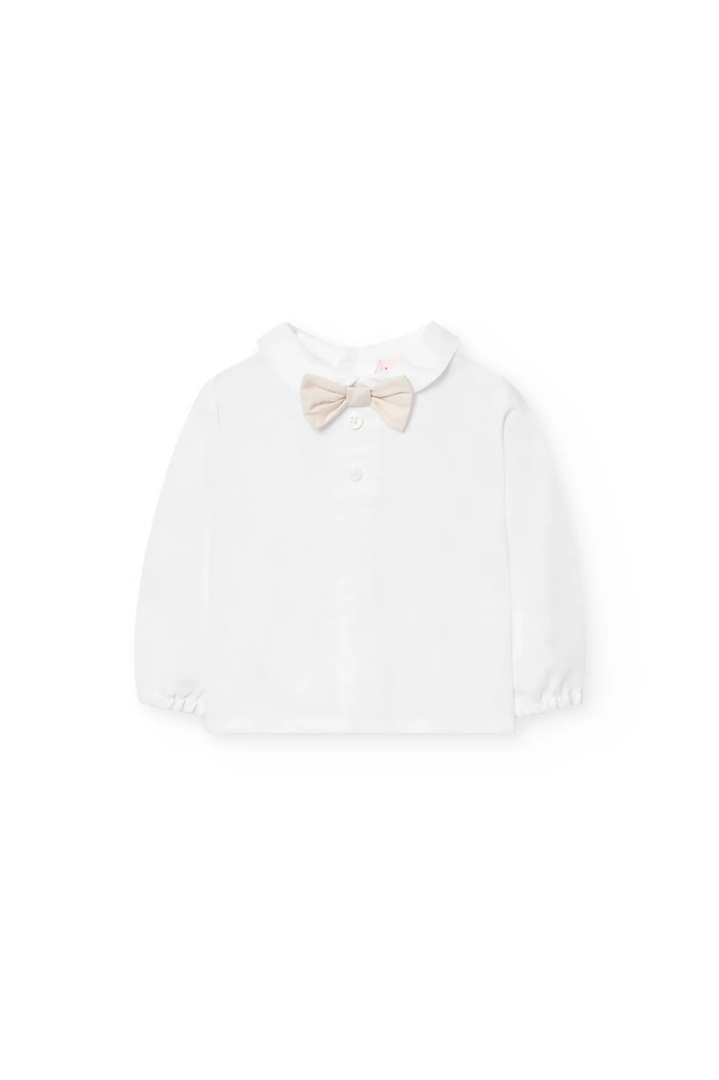Completino in lino a maglia per bambino colore beige