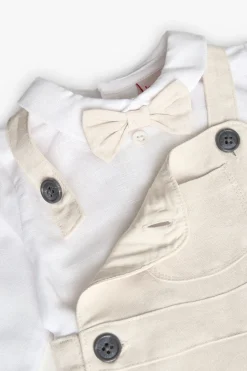 Completino in lino a maglia per bambino colore beige