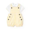 Completo a maglia per bambino nei colori giallo e bianco.