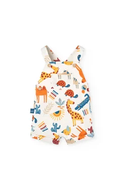 Completo composto da maglietta e salopette a maglia per neonato in colore arancione.