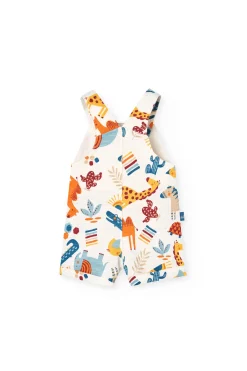 Completo composto da maglietta e salopette a maglia per neonato in colore arancione.