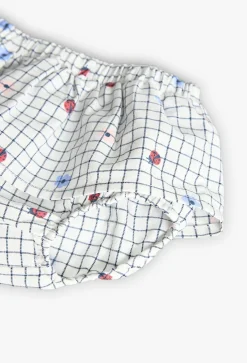 Completo coordinato in maglia per bambina in rosa con stampa di coccinella.