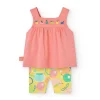 Completo di blusa e leggings in maglia per neonata in colore rosa