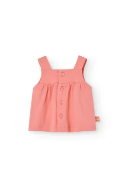 Completo di blusa e leggings in maglia per neonata in colore rosa