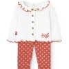Completo di camicetta e leggings in maglia per bambina in colore bianco