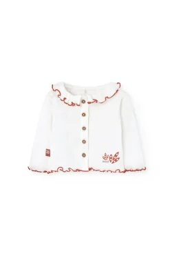 Completo di camicetta e leggings in maglia per bambina in colore bianco