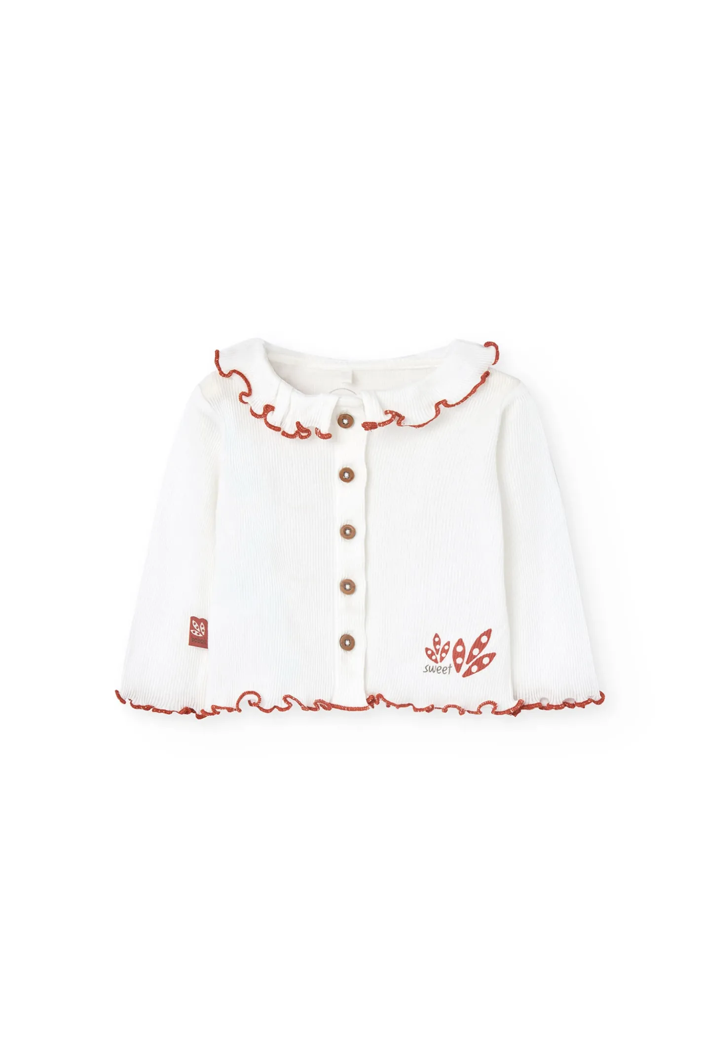 Completo di camicetta e leggings in maglia per bambina in colore bianco