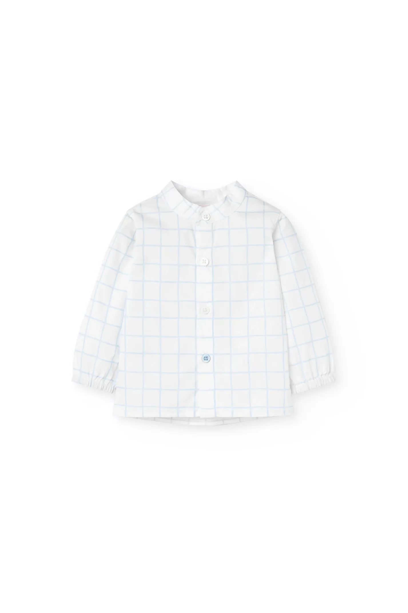 Completo di camicia a maglia per neonato di colore azzurro chiaro con motivo a quadri.