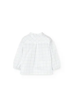 Completo di camicia a maglia per neonato di colore azzurro chiaro con motivo a quadri.