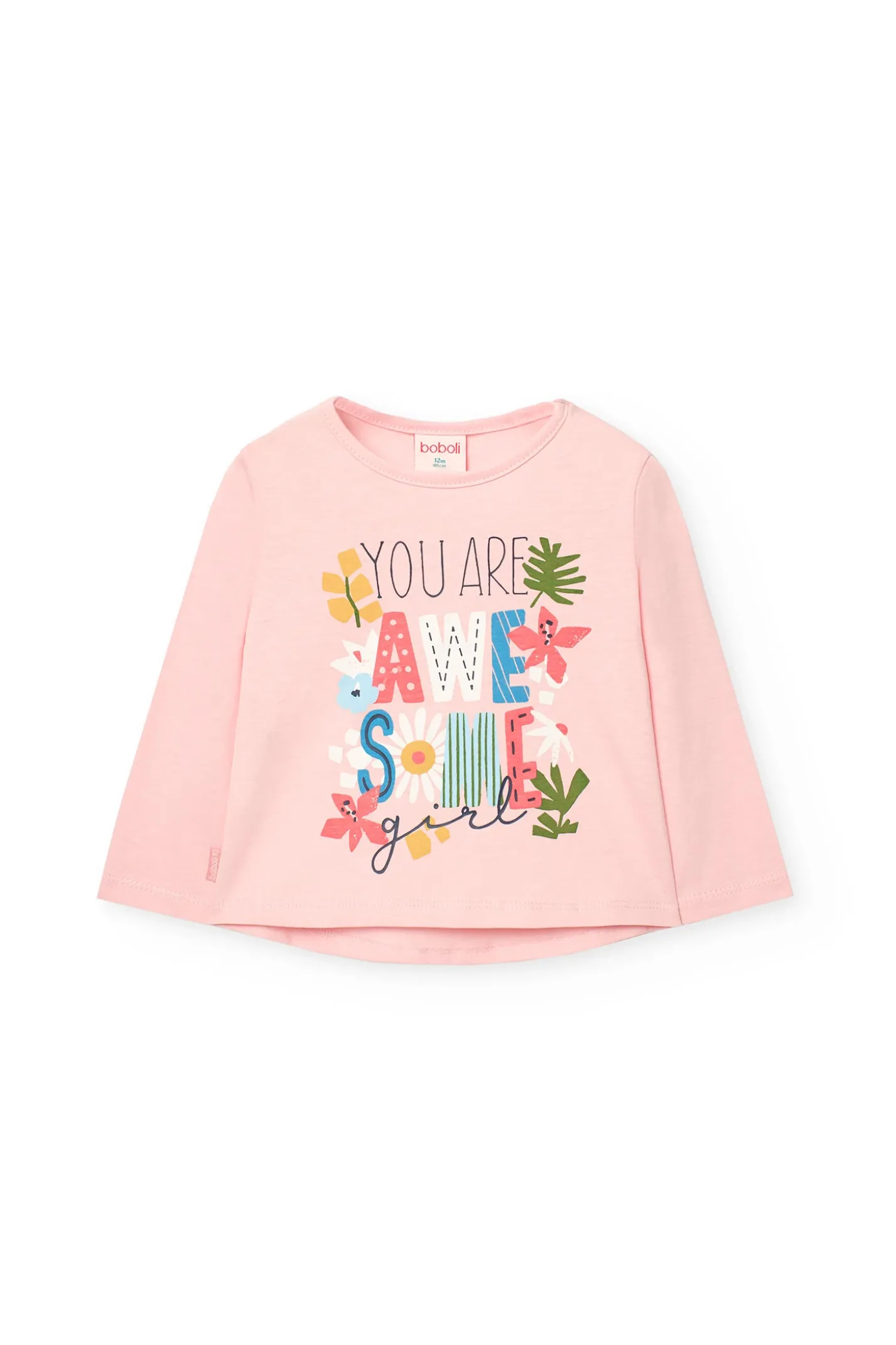 Completo di maglietta e leggings in maglia per bambina in rosa con stampa.