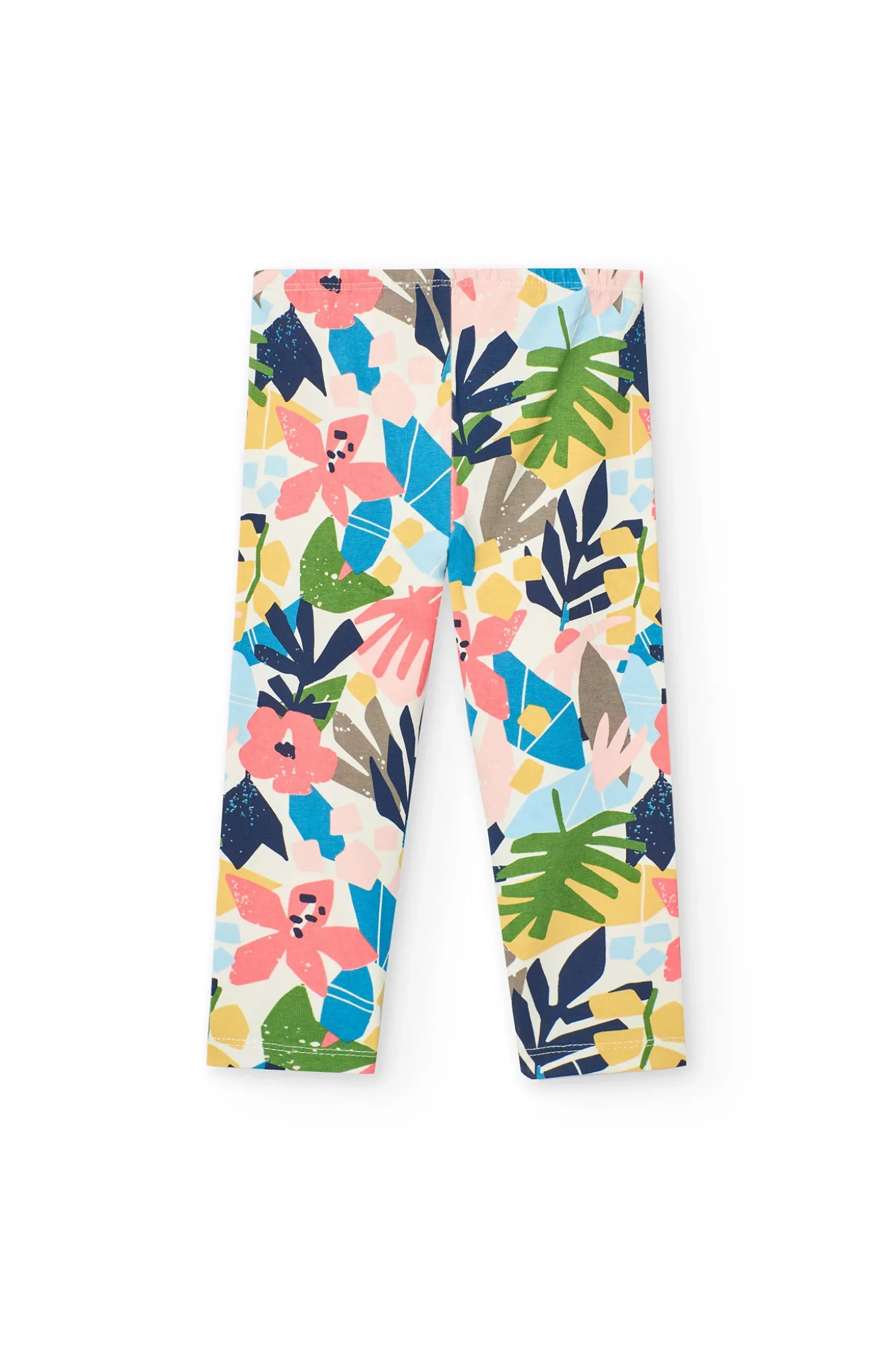Completo di maglietta e leggings in maglia per bambina in rosa con stampa.