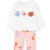 Completo di maglietta e pantaloni in maglia per neonata con stampa floreale.