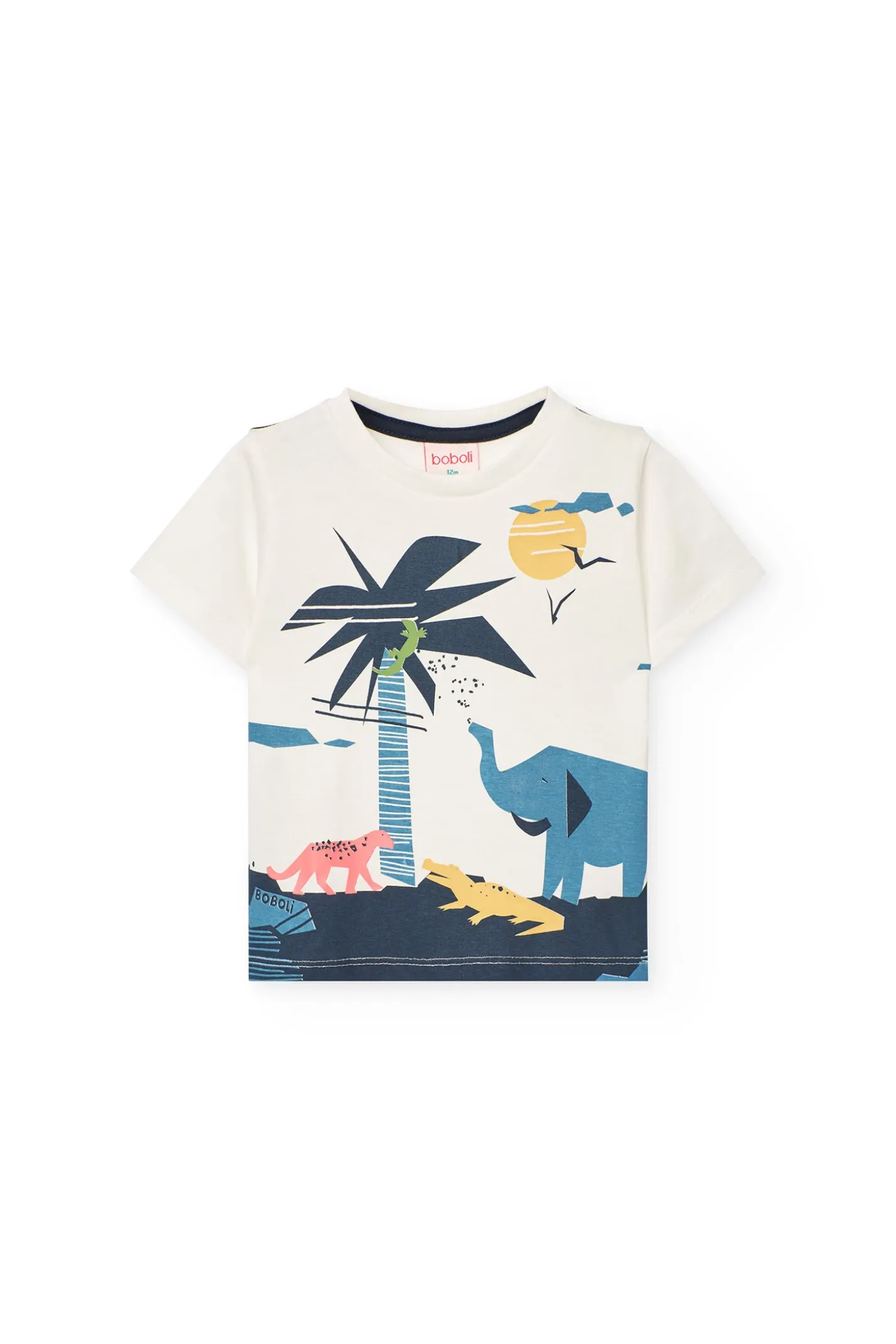 Completo di maglietta e pantaloncini in maglia per bambino in colore bianco.