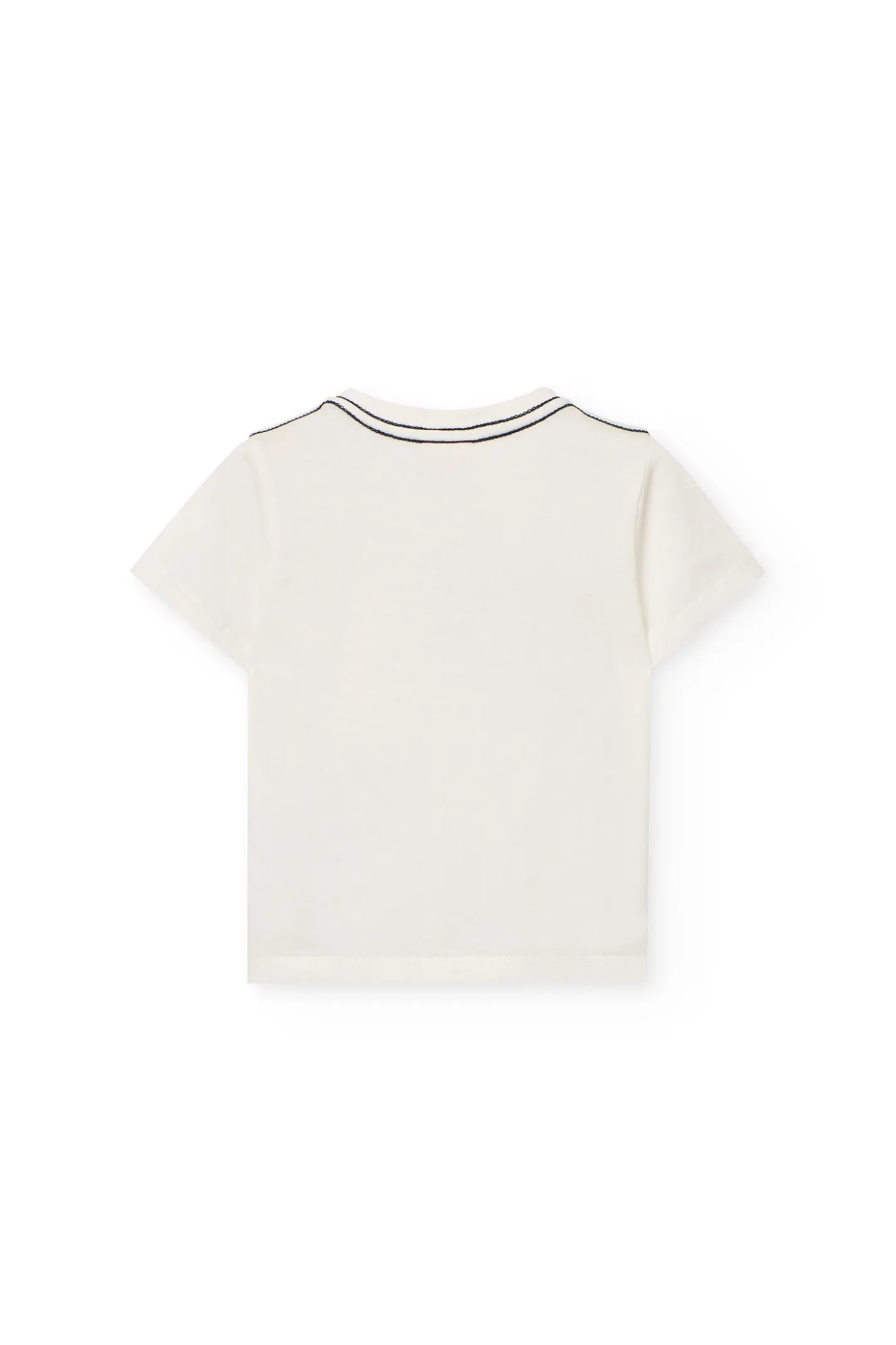 Completo di maglietta e pantaloncini in maglia per bambino in colore bianco.
