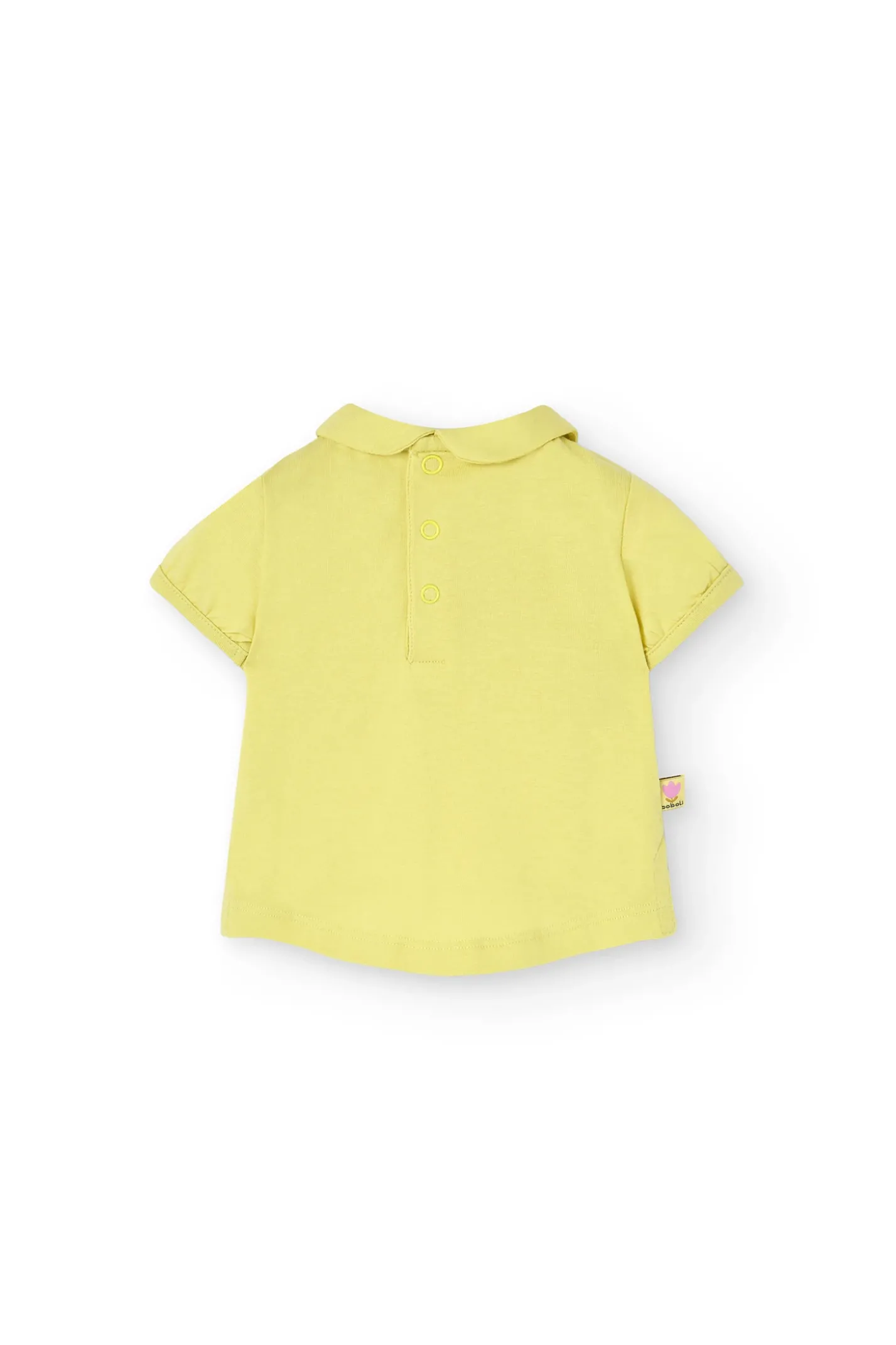 Completo di maglietta e pantalone a maglia per neonata in colore verde con stampa floreale.