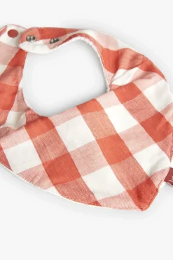 Confezione di 2 bavaglini in maglia per bebè di colore rosso con motivo a quadri