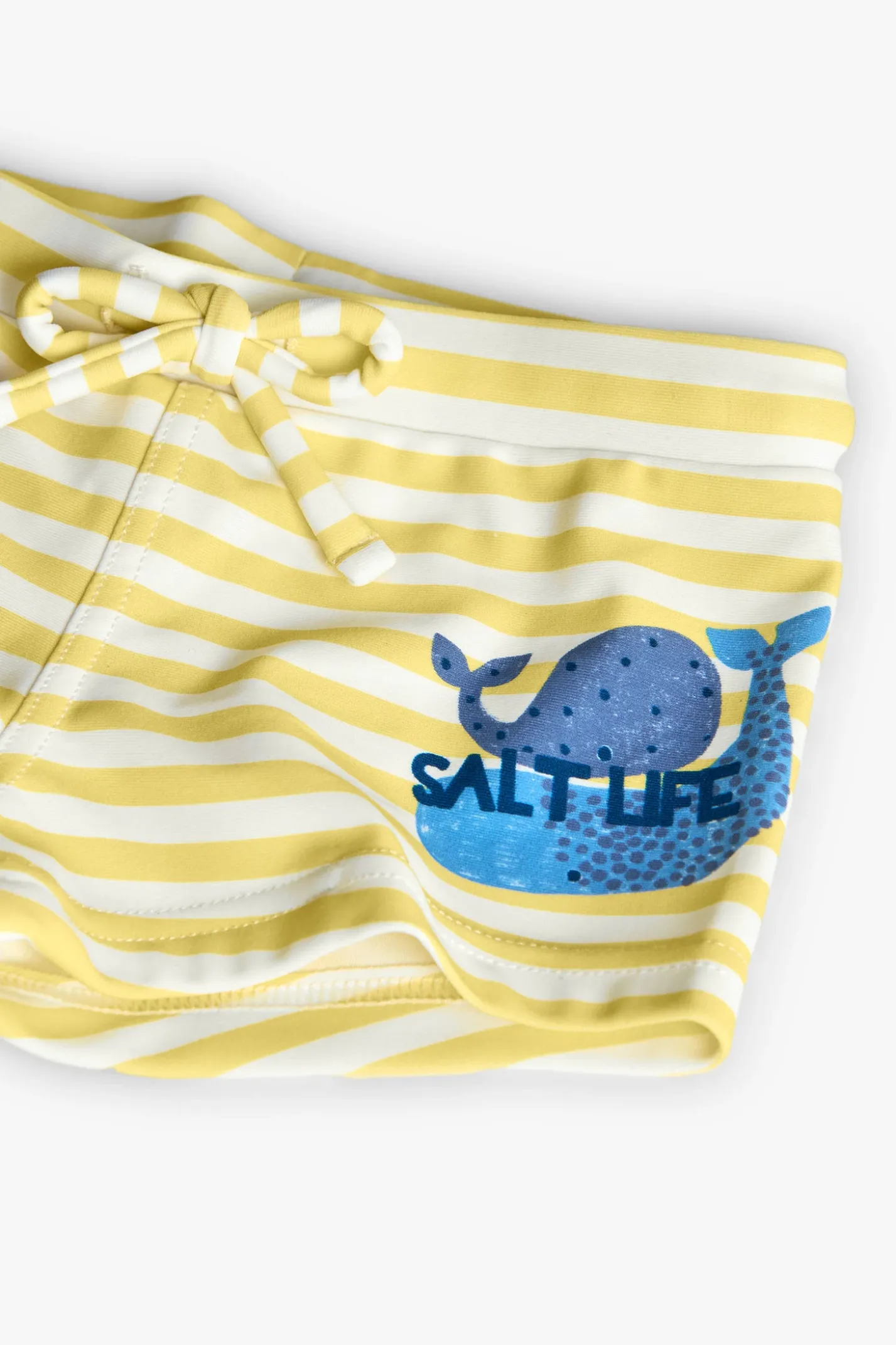 Costume da bagno a maglia per bambino neonato a righe bianche e gialle