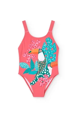 Costume da bagno in poliammide per bambina di colore rosa