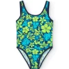 Costume da bagno in poliammide per bambina con stampa tropicale