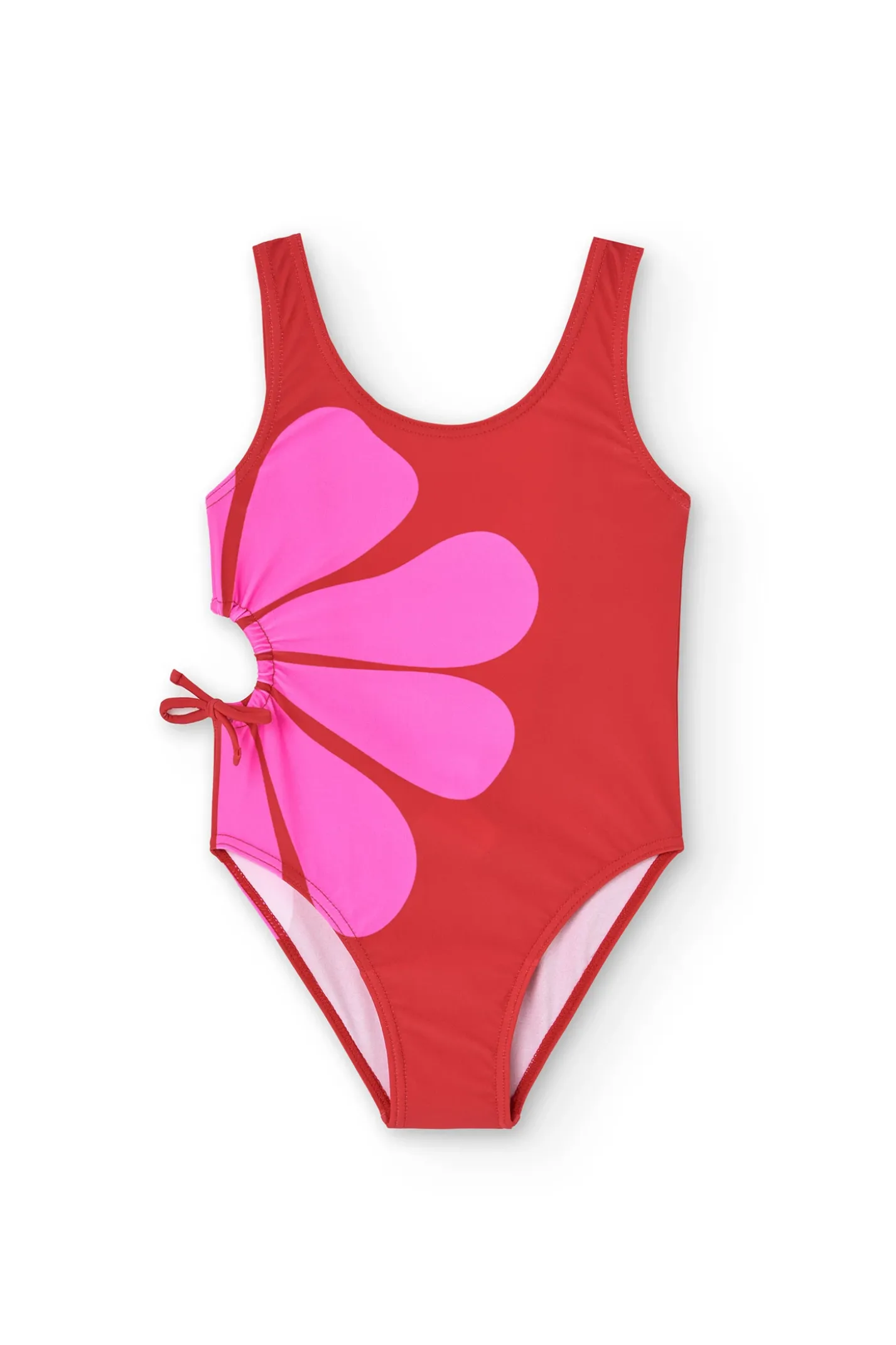 Costume da bagno in poliammide per bambina di colore granata.